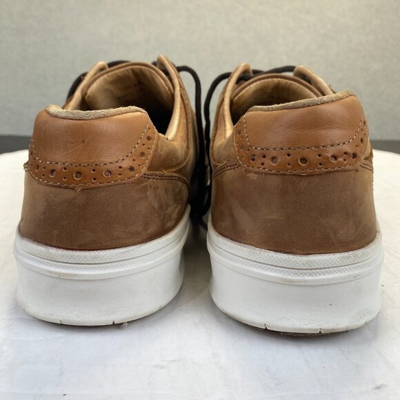 258460 MCGUFFEY MENS SHOE Size 10 M TAN OILED LEATHER JOHNSTON&MURPHY GOLF SHOE - Picture 4 of 13